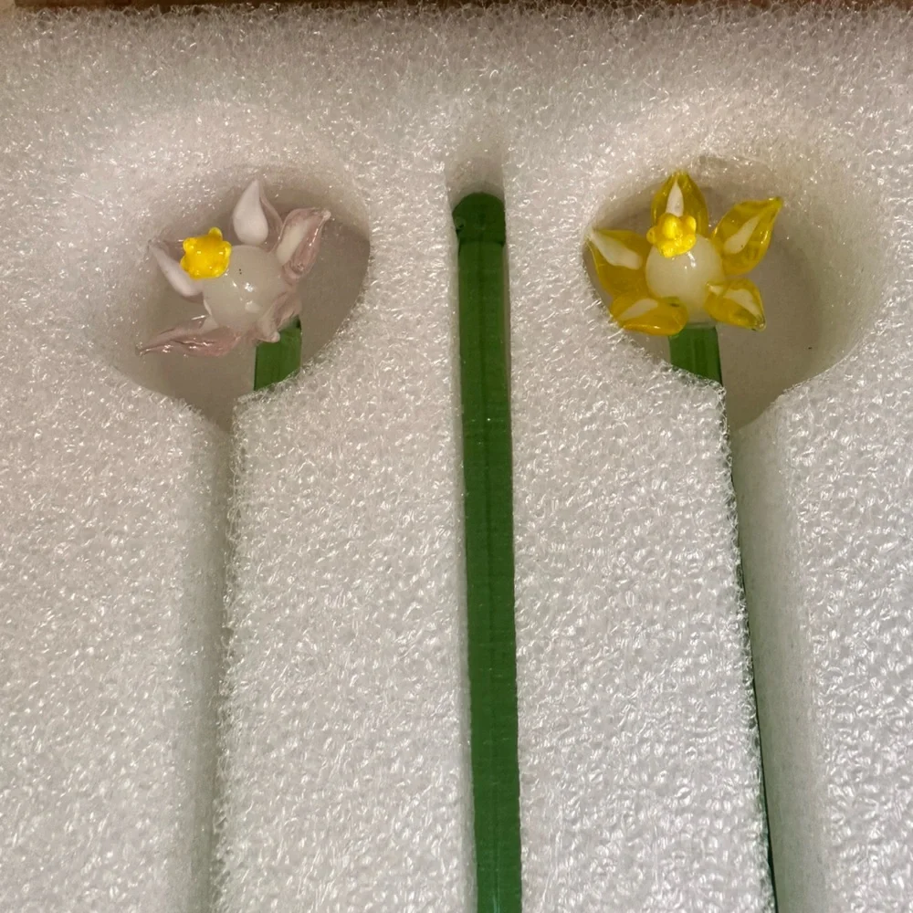 Terrain for Anthropologie Colorful Glass Flower Stirrers NWT